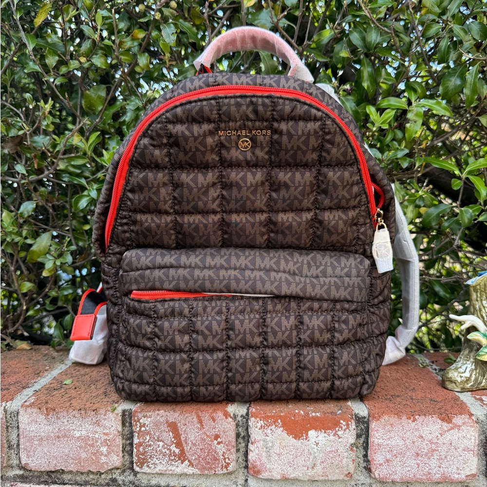 Michael Kors Brown and Red Backpack